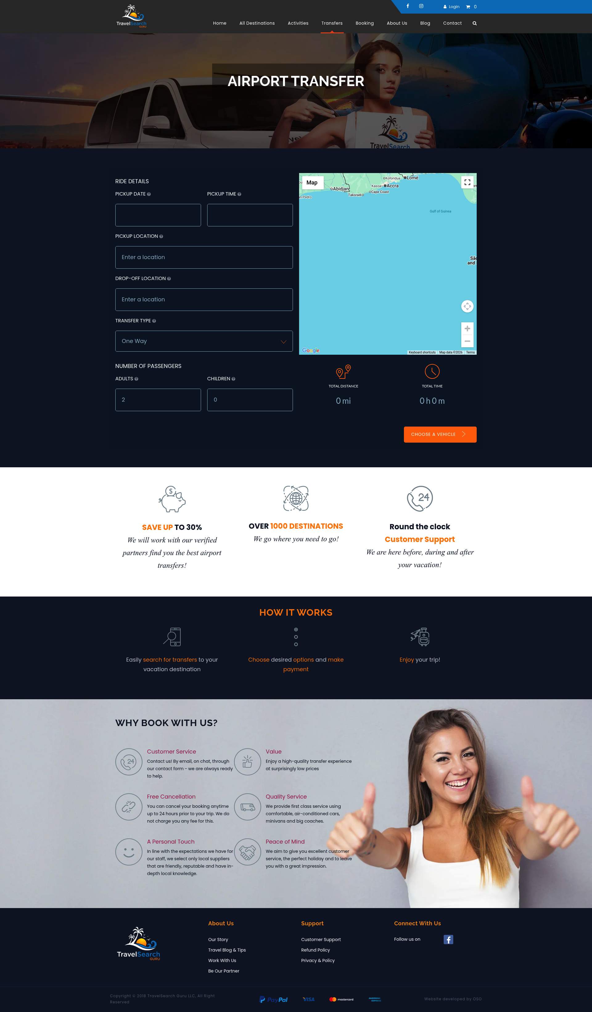 Screenshot of TravelSearch Guru Punta Cana Airport Transfers Page