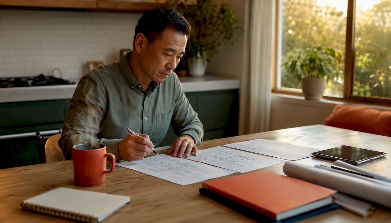 How to Budget for Remodeling: A Step-by-Step Guide 2026 Lizard's Lunch Man comparing contractor bids at office desk