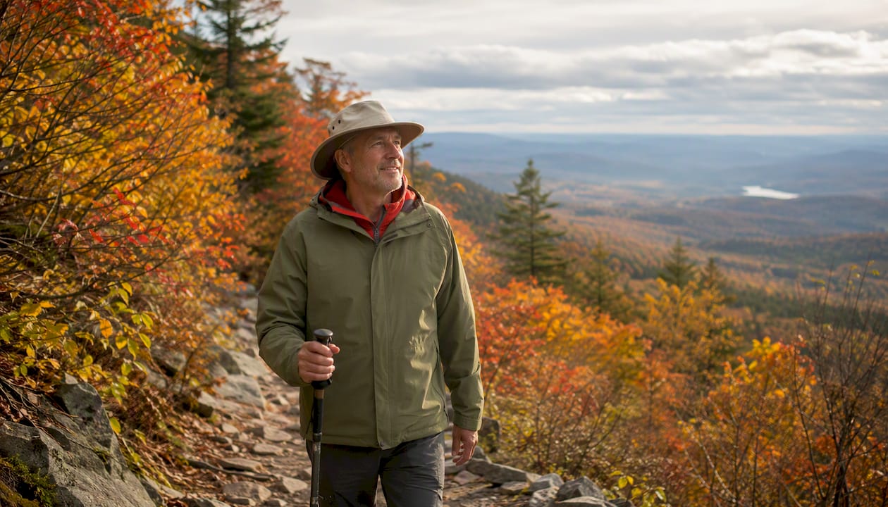 Why Choose Shoulder Season: Save Money and Skip the Crowds 2026 Lizard's Lunch Hiker on forest trail with autumn leaves