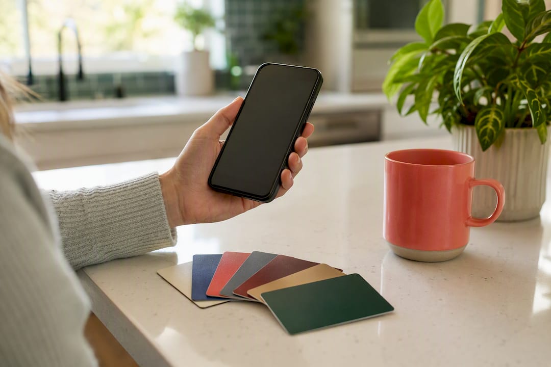 Hand holding phone with loyalty cards and rewards