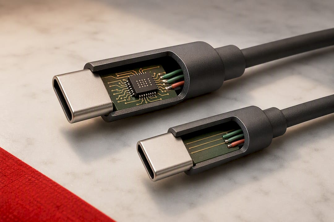 Illustration of USB-C cable e-marker chip