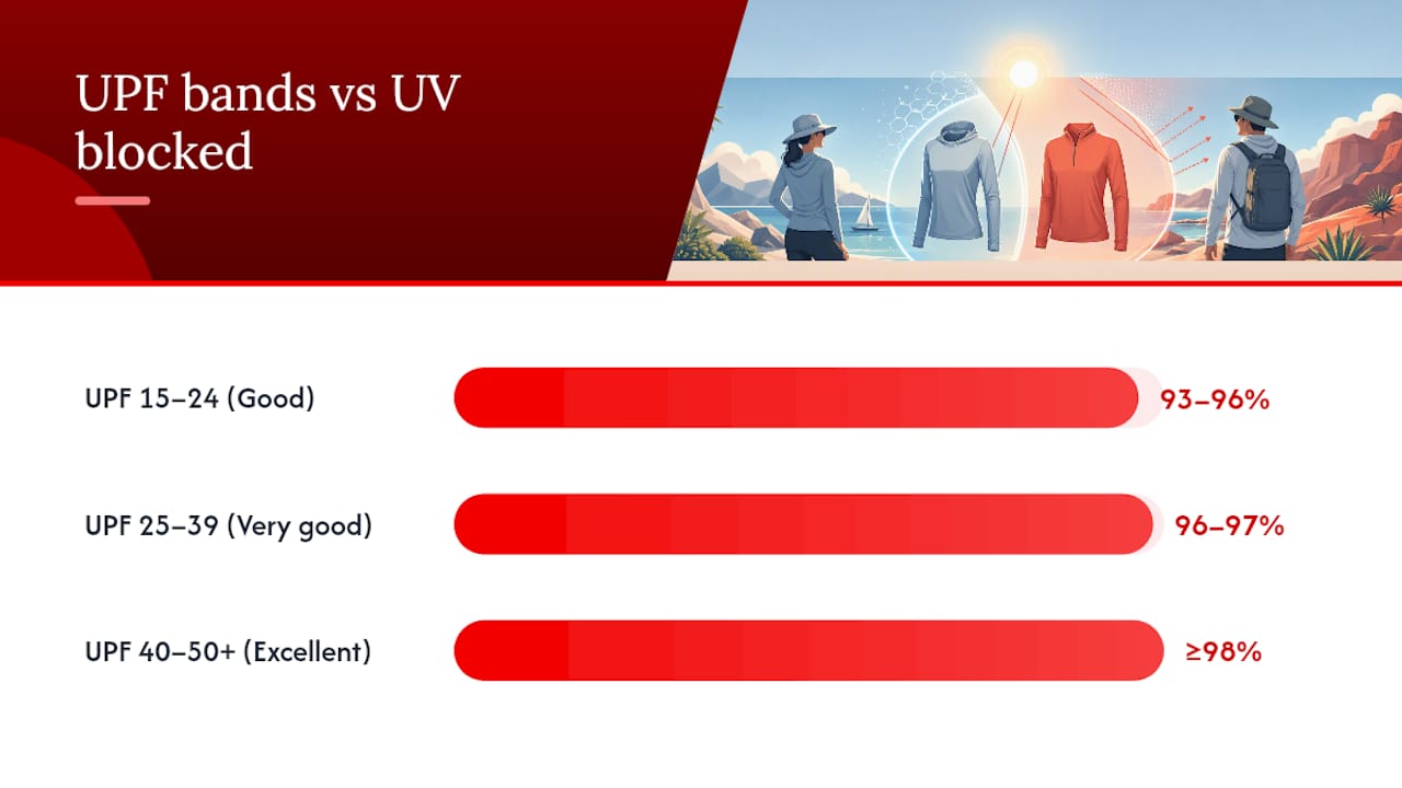 Sun Protection Clothing You'll Actually Wear: 6 Lab Tested UPF Picks 2026 Lizard's Lunch UPF bands and UV blocking percentages